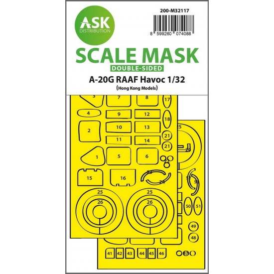 1/32 A-20G Raaf Havoc Double-Sided Express Fit Mask for HK Models 1/32 A-20G Raaf Havoc Double-Sided Express Fit Mask for HK Models
