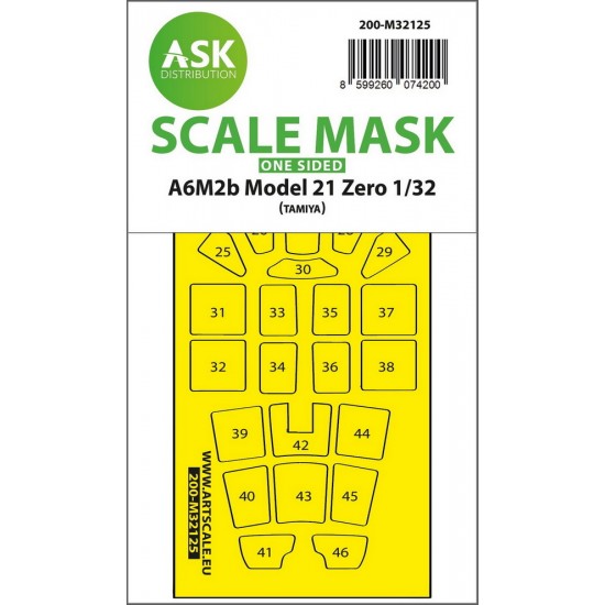 1/32 A6M2B Model 21 Zero One-Sided Express Fit Mask for Tamiya kit 1/32 A6M2B Model 21 Zero One-Sided Express Fit Mask for Tamiya kit