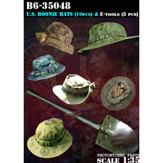 1/35 US Boonie Hats (10pcs) and E-Tools (3pcs) (Resin+PE)