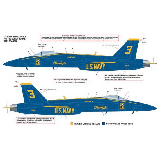 Decals for 1/48 US Navy Blue Angels Super Hornet F/A-18E/F 2021 Season -1 Decals for 1/48 US Navy Blue Angels Super Hornet F/A-18E/F 2021 Season -1