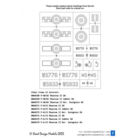 1/48 Meteor NF.14 National Insignia Signs Masks for Sword kits 1/48 Meteor NF.14 National Insignia Signs Masks for Sword kits