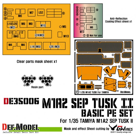 1/35 M1A2 SEP Abrams TUSK II Detail-up Set for Tamiya kit #35326 (Resin+PE+Mask Seal)
