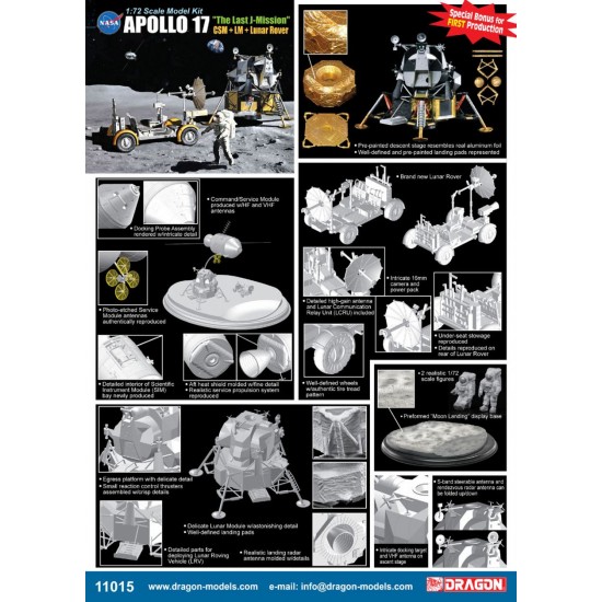 1/72 Apollo 17 The Last J-Mission CSM + LM + Lunar Rover