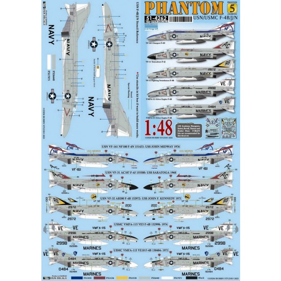1/48 USN/MC F-4B/J/N Phantom Decal #5 for Academy/Hasegawa/Italeri/Revell/Tamiya 1/48 USN/MC F-4B/J/N Phantom Decal #5 for Academy/Hasegawa/Italeri/Revell/Tamiya