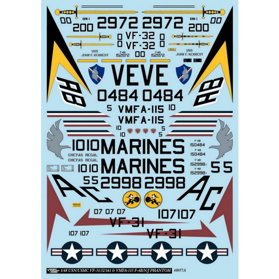 1/48 USN/MC F-4B/J/N Phantom Decal #5 for Academy/Hasegawa/Italeri/Revell/Tamiya 1/48 USN/MC F-4B/J/N Phantom Decal #5 for Academy/Hasegawa/Italeri/Revell/Tamiya