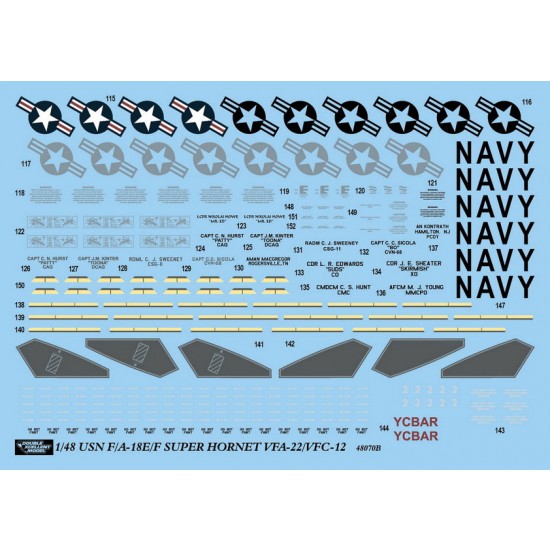 1/48 USN F/A-18E/F Super Hornet VFA-22/VFC-12 Decals for Hasegawa/Meng/Revell 1/48 USN F/A-18E/F Super Hornet VFA-22/VFC-12 Decals for Hasegawa/Meng/Revell