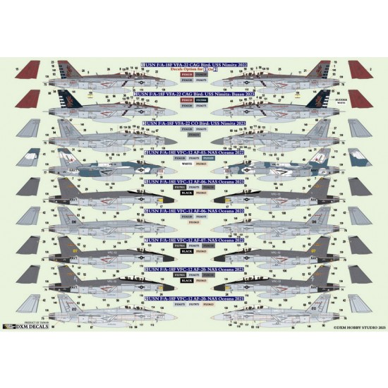 1/48 USN F/A-18E/F Super Hornet VFA-22/VFC-12 Decals for Hasegawa/Meng/Revell 1/48 USN F/A-18E/F Super Hornet VFA-22/VFC-12 Decals for Hasegawa/Meng/Revell