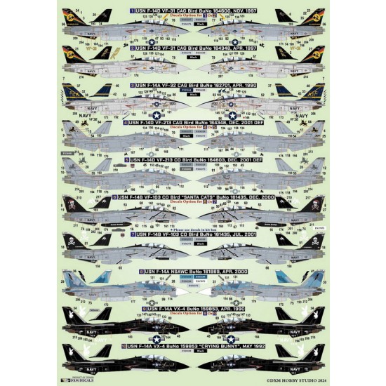 1/72 USN VF-31/VF-32/VF-103/VF-213/NSAWC F-14 Tomcat Decals Collection #5 1/72 USN VF-31/VF-32/VF-103/VF-213/NSAWC F-14 Tomcat Decals Collection #5