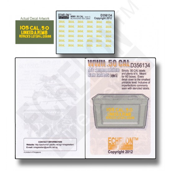 1/35 WWII .50 CAL M2 Ammunition Box Labels (Style 5) Decals