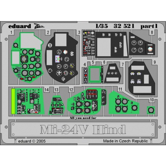 Photoetch for 1/35 Mil Mi-24V Hind Interior for Trumpeter kit