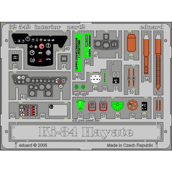 Colour Photoetch for 1/32 Ki-84 Hayate Interior for Hasegawa kit