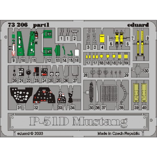 Colour Photoetch for 1/72 P-51D Mustang for Tamiya kit Colour Photoetch for 1/72 P-51D Mustang for Tamiya kit