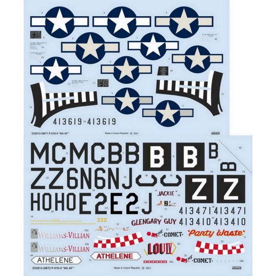 1/32 P-51D-5 Mustang 8th AF Decals for Tamiya/Revell kits