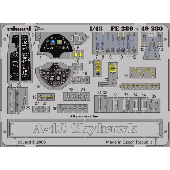 Colour Photoetch for 1/48 Douglas A-4C Skyhawk for Hasegawa kit
