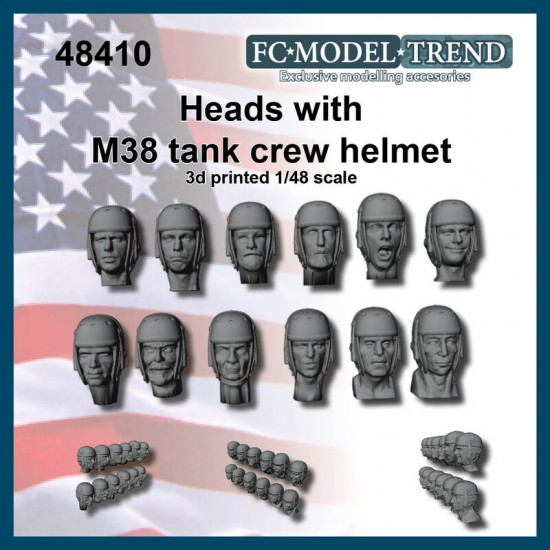 1/48 WWII US Heads w/M38 Helmet