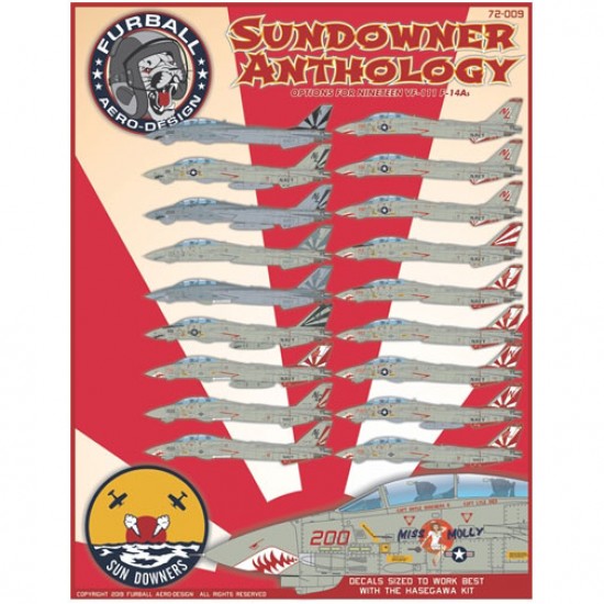 Decals for 1/72 Grumman F-14A Tomcat VF-111 Sundowners Anthology Decals for 1/72 Grumman F-14A Tomcat VF-111 Sundowners Anthology