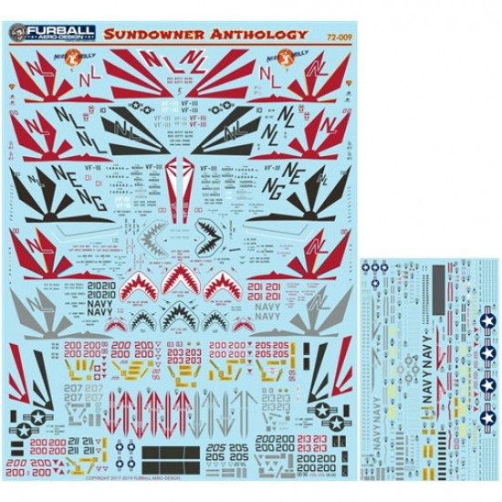 Decals for 1/72 Grumman F-14A Tomcat VF-111 Sundowners Anthology Decals for 1/72 Grumman F-14A Tomcat VF-111 Sundowners Anthology