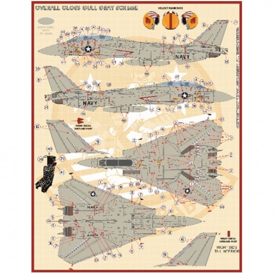 Decals for 1/72 Grumman F-14A Tomcat VF-111 Sundowners Anthology Decals for 1/72 Grumman F-14A Tomcat VF-111 Sundowners Anthology