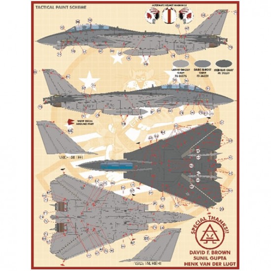 Decals for 1/72 Grumman F-14A Tomcat VF-111 Sundowners Anthology Decals for 1/72 Grumman F-14A Tomcat VF-111 Sundowners Anthology