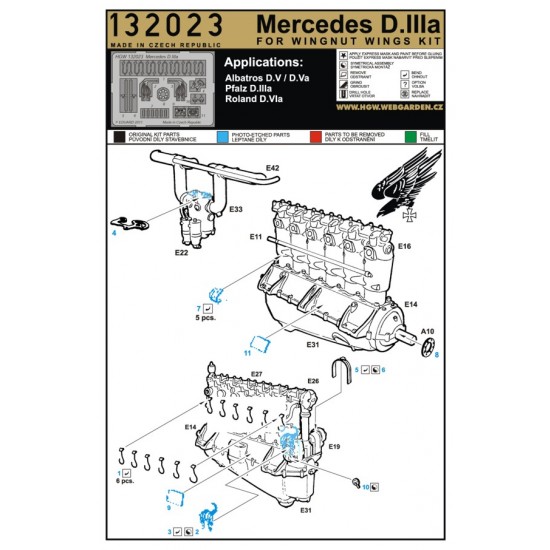 1/32 Mercedes D.IIIa Engine Detail-up Set for Wingnut Wings / Roden kits