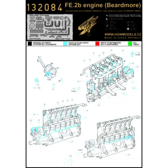 1/32 Beardmore Engine (FE.2b) Detail Set for Wingnut Wings kit