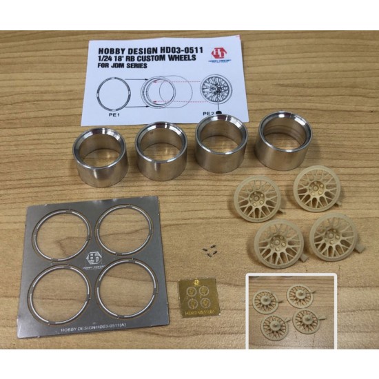 1/24 18 RB Custom Wheels for Jdm Series (Resin + Metal + PE) 1/24 18 RB Custom Wheels for Jdm Series (Resin + Metal + PE)