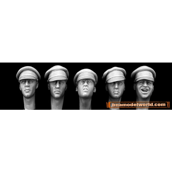 1/35 5x Heads wearing WWI British Field Caps