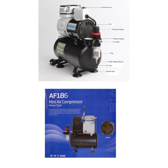 Airbrush Compressor (pump) w/Cooling Fan and Tank Airbrush Compressor (pump) w/Cooling Fan and Tank