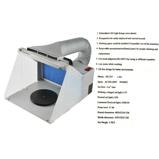 Portable Airbrush Spray Painting Booth with LED Lighting Portable Airbrush Spray Painting Booth with LED Lighting