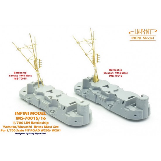 1/700 IJN Yamato 1945 Brass Mast Set for Pit-Road W200 kits