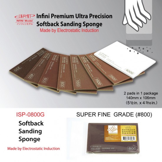 Softback Sanding Sponge - Super Fine Grade #800 (2pcs, 140mm x 106mm)