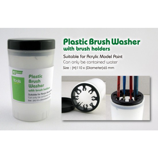 Plastic Brush Washer w/Brush Holders for Acrylic Paint (Height: 110mm, Diameter: 65mm)