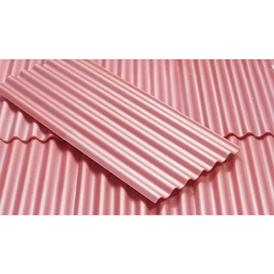 1/35, 1/32 Corrugated Iron Roof Sheeting (6-Wave Plate) -  Red (Plastic) 15pcs
