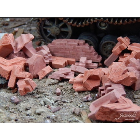 1/35, 1/32 Bricks Ruins/Debris - Red (Ceramic) app. 200g