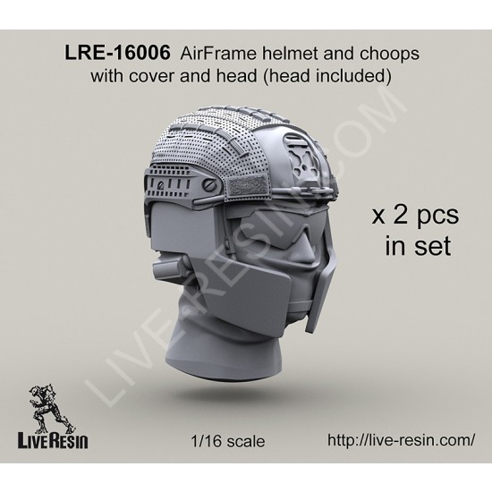 1/16 Airframe Helmet and Choops Set w/Helmet Covers & Heads (2 sets)