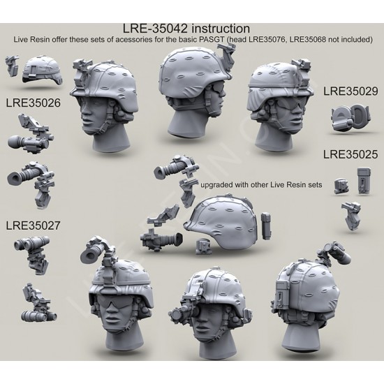 1/35 US Army/USMC PASGT Helmet with Cover with Mount NVG PVS 7/14/15 - Resin Parts