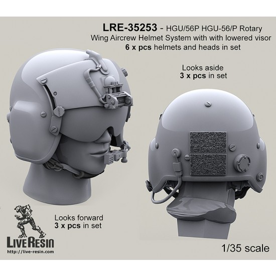 1/35 HGU-56/P Rotary Wing Aircrew Helmet System with Pilot with Lowered Visors (6pcs)