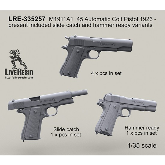 1/35 M1911A1 .45 Automatic Colt Pistol 1926 with Slide Catch and Hammer Ready Variants