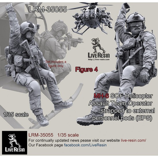 1/35 MH-6 SOF Helicopter Assault Team Operator #4 for Kitty Hawk Little Bird kit #KH50004