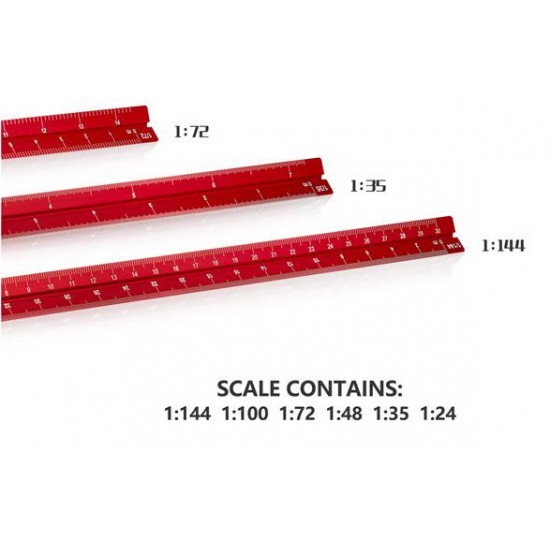 Aluminum Alloy Scale Ruler for Modellers (1/144, 1/100, 1/72, 1/48, 1/35, 1/24)