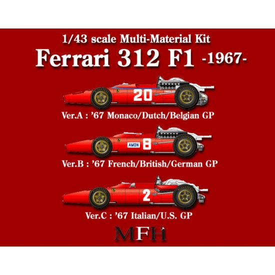 1/43 Multi-Material: Ferrari 312F1 67 Ver.A Rd.2 #18 #20/Rd.3 Dutch #3/Rd.4 Belgian #8