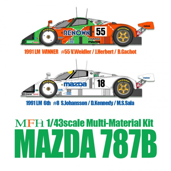 1/43 Multi-Material Kit: Mazda 787B Ver.A: 91 LM 24h #55 V.Weidler/J.Herbert/B.Gachot