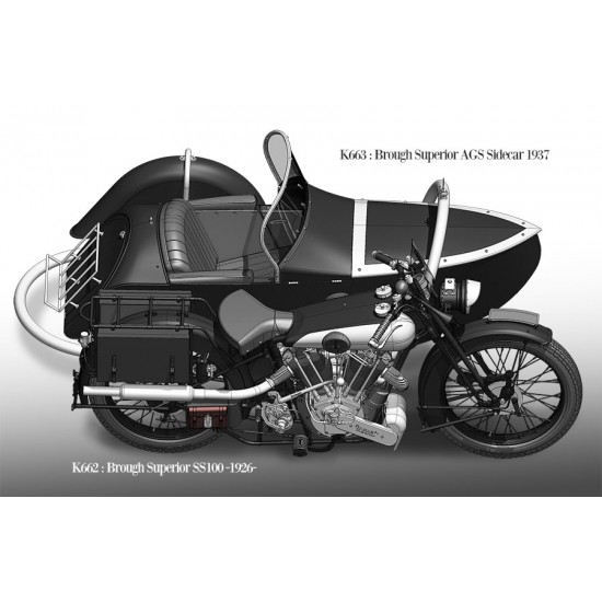 1/9 Fulldetail Kit: Brough Superior AGS Sidecar 1937