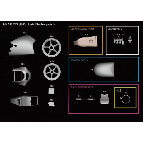 1/9 Ducati 750 TT1 1983 Multi-Material Full Detail Kit