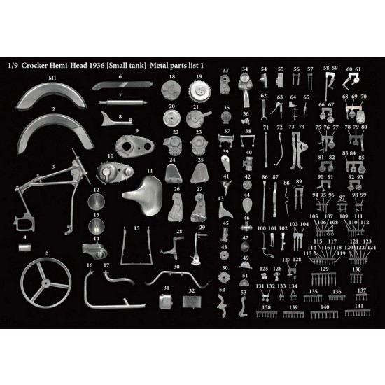 1/9 Crocker Hemi-Head 1936 Small Tank Motorcycle Full Detail Kit