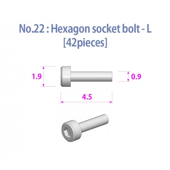Metal Rivets Series for 1/9 Motorcycle No.22: Hexagon Socket Bolt-L (42pcs)