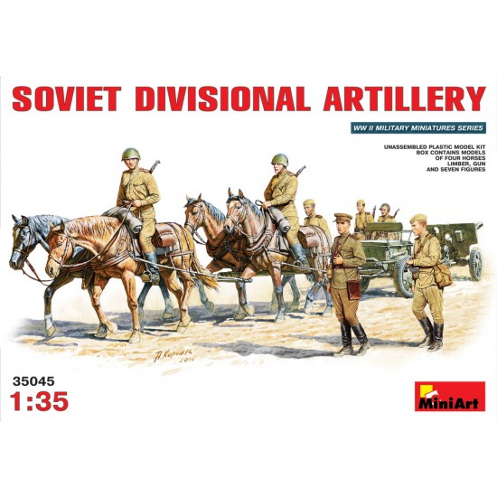 1/35 Soviet Divisional Artillery (7 figures+Four Horses+Limber+Gun)