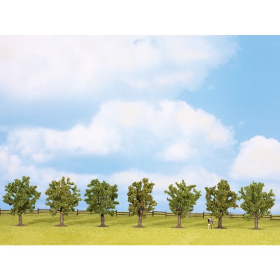 HO,TT,N,Z Scale Fruit Trees (green, 7pcs, approx. 80mm high)