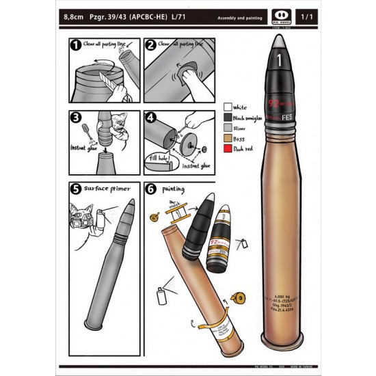 1/1 8.8cm Pzgr.39/43 (APCBC-HE) L71 Armour-Piercing Shell 1/1 8.8cm Pzgr.39/43 (APCBC-HE) L71 Armour-Piercing Shell
