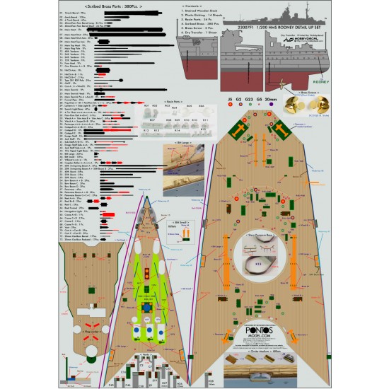 1/200 HMS Rodney Battleship Super Detail Set for Trumpeter #03709 1/200 HMS Rodney Battleship Super Detail Set for Trumpeter #03709